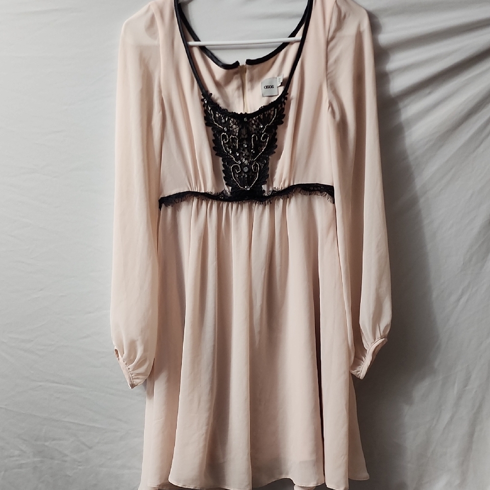 ASOS Cream Dress with Black Lace Accents